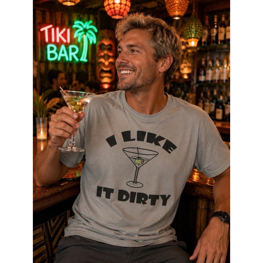 "I Like It Dirty" Martini Graphic T-Shirt Funny Gin Vodka Drinking Tee Unisex XL - Picture 2 of 4